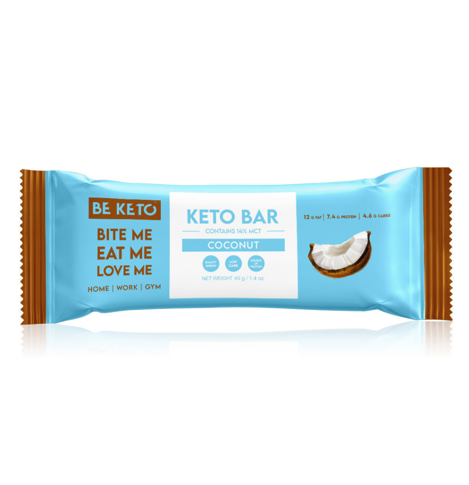 Keto Baton Kokosowy 40g -14% MCT | Niskowęglowodanowy Baton Keto w Czekoladzie