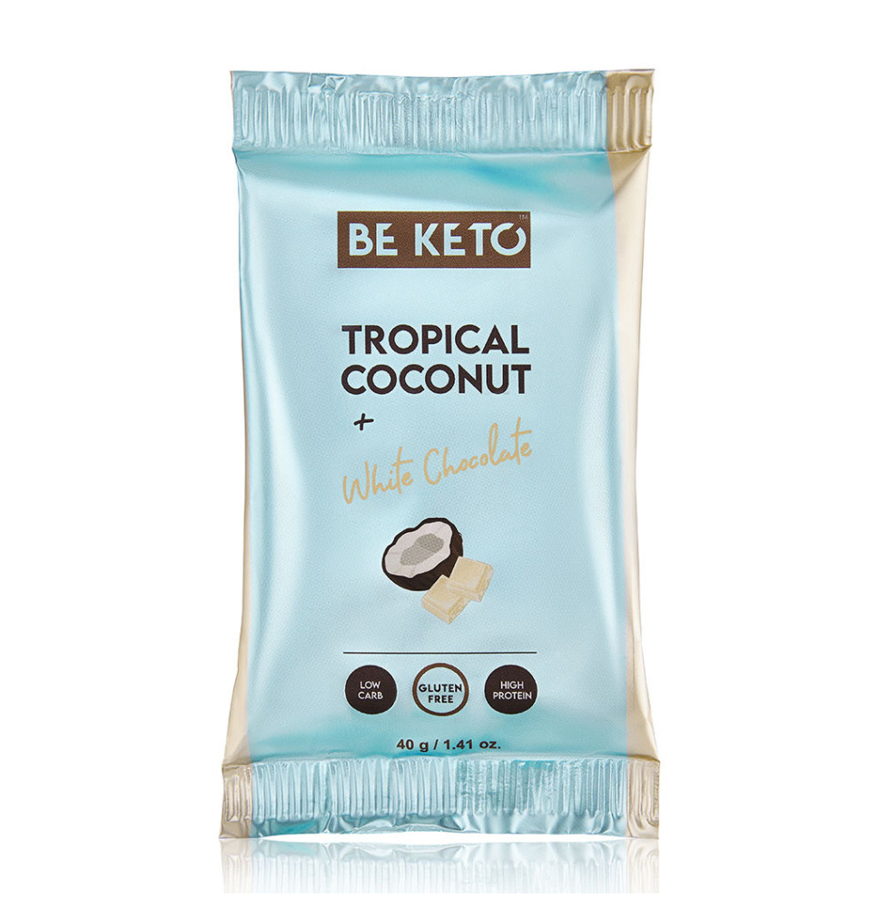 Keto Baton Kokos & Biała Czekolada 40g - Wysokobiałkowy, Low Carb, Bez Cukru