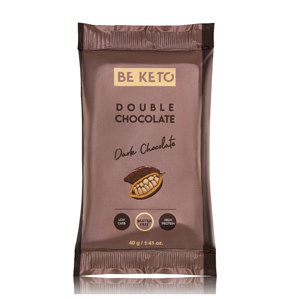 Keto Baton Podwójna Czekolada 40g - Wysokobiałkowy, Bez Cukru, Low Carb