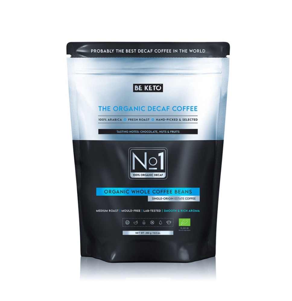 BIO Kawa Ziarnista Bezkofeinowa 250g – 100% Arabica, Organic, Swiss Water