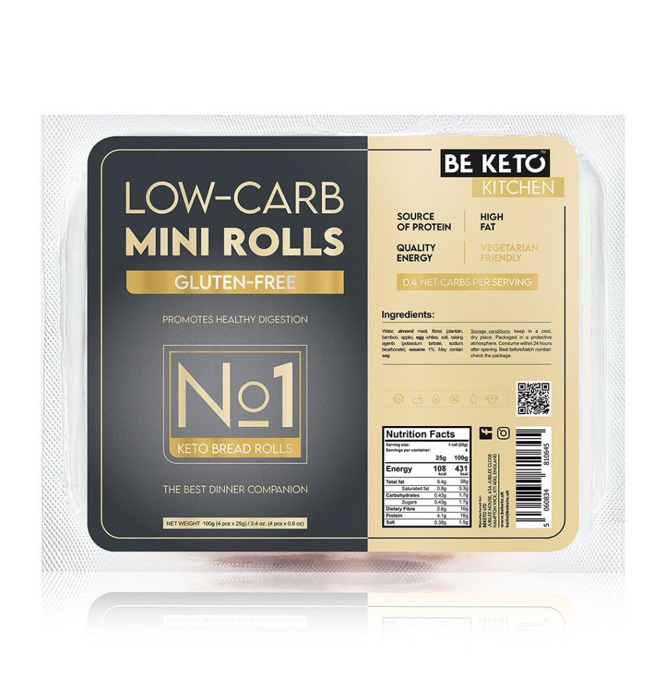 Keto Bułeczki Bezglutenowe 8x25g - niskowęglowodanowe, fit|BeKeto