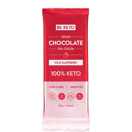 Wegańska Keto Czekolada z Olejem MCT – Dzika Malina 80g