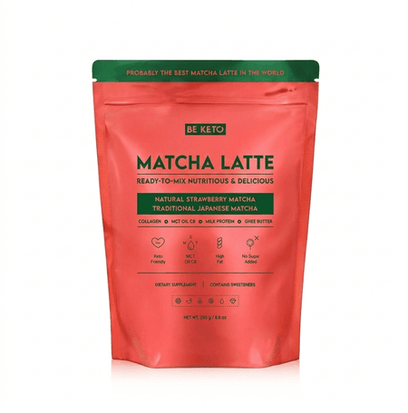 Matcha Latte (Olej MCT C8 & Kolagen & Ghee) – Naturalna Truskawka 250g
